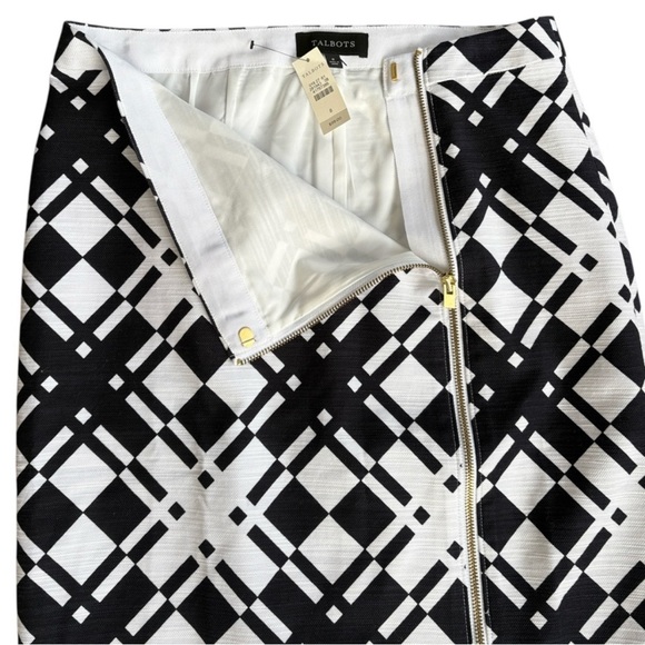NWT Talbots Geometric Print Front Zip Pencil Skirt Size 8 Retail $99.00 - Picture 3 of 6